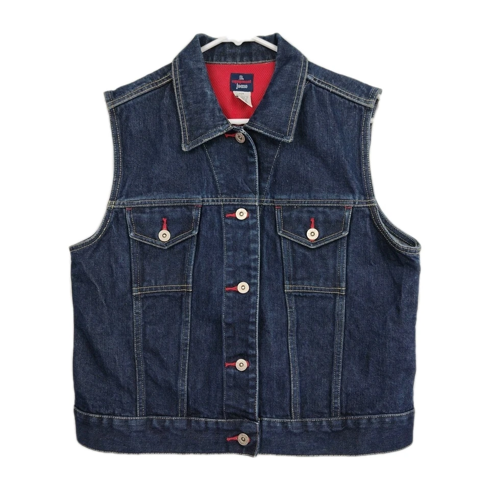 🔥🔥🔥B.U.M. Equipment Jeans Mujer Chaleco Vaquero, Grande, Bolsillo y Botón Acentos Foto 1 de 4