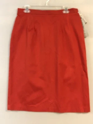 Saia Vintage Michele Nova York Tamanho 16 Vermelha Laranja Traseira Zíper e Fenda Dardos EUA NOS - Imagem 1 de 4