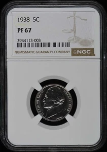 1938 Jefferson Nickel 5C NGC PR67 - Picture 1 of 2