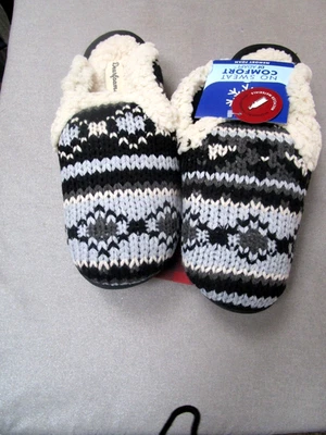 DEARFOAMS-AZUL/MULTI-GEOMÉTRICO-FORRADO DE VELLÓN-ZAPATILLAS SIN ESPALDA-TALLA-9-10-NUEVO CON ETIQUETAS Foto 1 de 3