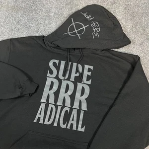 SuperrRadical Men's LS Pullover Hooded Sweatshirt Spellout Logo Black Size L - Picture 1 of 12