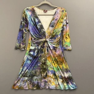 Salaam Gr. M mehrfarbig Stretch V-Ausschnitt Crossover Fit Flare kurzes Kleid oder Tunika - Bild 1 von 7