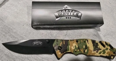 Digital Camo Pocket Knife W/Clip-Window Breaker & Seat Belt Cutter - Image 1 of 3