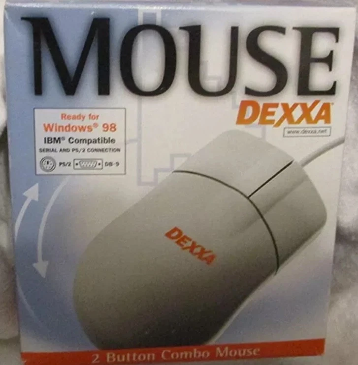 Dexxa Wired PS/2 Serial Mechanical Roller Ball 2-Button Mouse Windows 95 98 NEW - Image 1 of 1