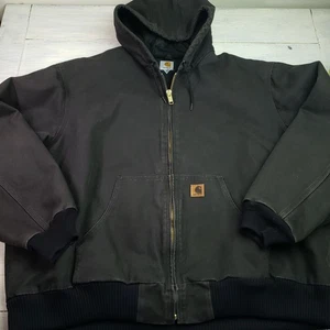 Carhartt J130 BLK Hooded Canvas Jacket Lined Men’s Size 3XL - Imagen 1 de 6