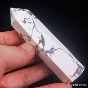 86g88mm Howlite Point Crystal Tower Natural Healing Quartz Obelisk Wand Chakra - Imagen 1 de 10