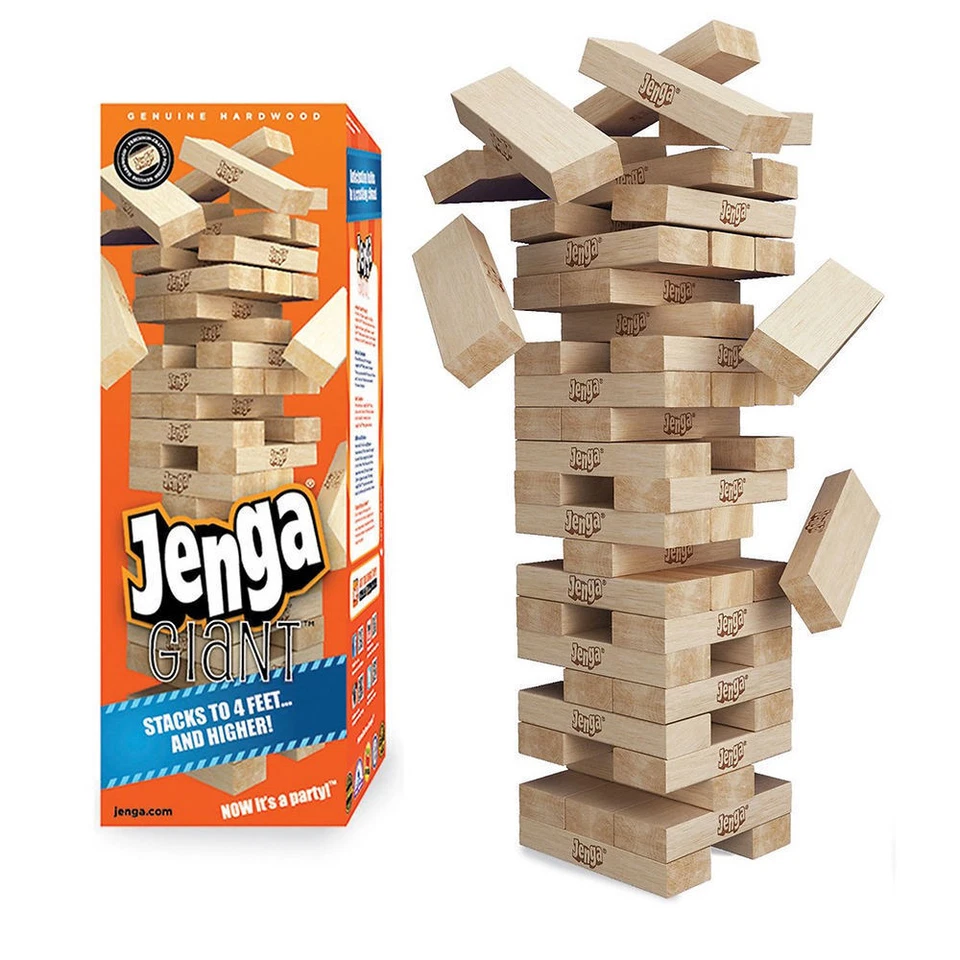 Jenga Giant Genuine Hardwood Game Stacks to 4 Feet. Ages 8