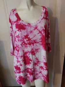 Tunica Camicia Donna Febbre Splat Tie Dye Tag Taglia XL Manica Corta Multicolore - Foto 1 di 9