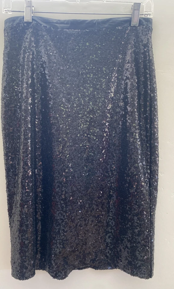 Falda Downeast Talla S Midi Negra Lentejuelas Lápiz Brillo Retro Disco Fiesta Formal Foto 1 de 4