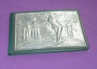 STUNNING STERLING SILVER & LEATHER GOLFING RECORD BOOK 7 famous courses