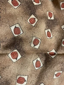Debbie Mumm Pumpkins in squares mottled brown background fabric 2 yards 32” Long - Picture 1 of 5