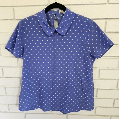 Top para mujer FOREVER 21 negro/blanco a lunares S/S con cuello grande Foto 1 de 4