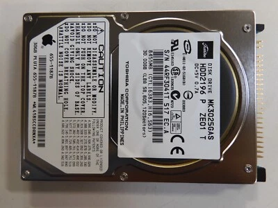 TOSHIBA MK3025GAS 30.0GB IDE 2.5" HDD. 9.5MM - Image 1 of 2