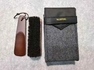 Valentino FRANCE Luxury Shoe Care Kit Travel Set Shine Applicator Brushes 3pcNEW - Picture 1 of 7