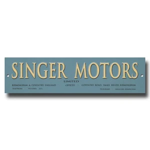 SINGER MOTORS METAL DISPLAY SIGN 12" X 3". - Picture 1 of 1