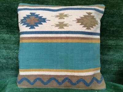 17" x17" Hand- Woven Southwestern Design Home Decor Wool Pillow Cover SZM-301 - Image 1 of 4
