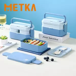 Contenitore Pranzo Portatile Rettangolare Plastica Blu Facile Pulizia Moderno con Cucchiaio - Foto 1 di 27