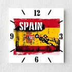Spain Flag Wall Clock Patriots Wooden Tile Watch Support Décor