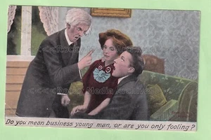 Postal de cómic temprano de Bamforth ABC96, ¿QUIERES DECIR HOMBRE JOVEN DE NEGOCIOS? - Imagen 1 de 2