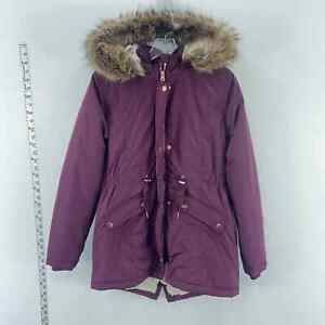 Ultimate Girls Purple Hooded Faux Fur Trim Parka Coat - Size 14-16