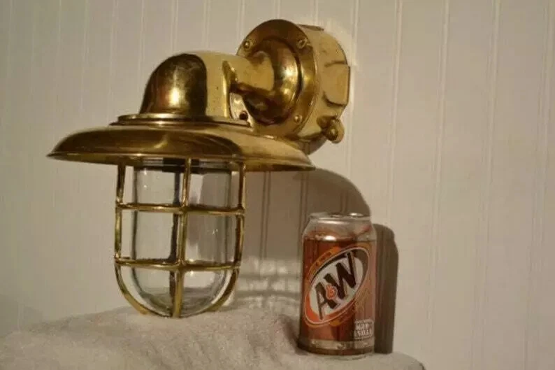 Nautical Oceanic Ship Light Marine Solid Brass Swan Passage Bulkhead With Shade - Image 1 of 4