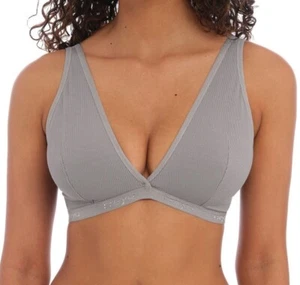 Freya Chill Bralette Cool Grey Size M 12 Soft Cup Non Wired Plunge Bra 401317 - Picture 1 of 12