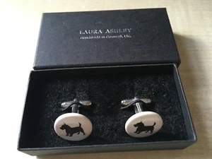 BNIB New Laura Ashley Scotty Dog Cufflinks - Silver Plated RRP £20 - UK Handmade - Picture 1 of 4