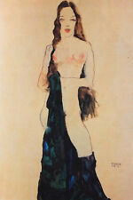 Egon Schiele - Standing Naked Girl with Long Black Hair (1911) Poster Art Print