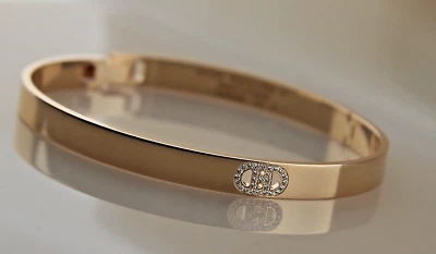 HERMES Paris Diamond H d' Ancre Bangle Bracelet 18K Rose Gold Gold Size 6.25" - Image 1 of 4