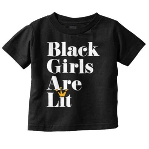 Black Girls Are Lit Queen Crown Positivity Toddler Girl Youth T Shirt For Kids - Picture 1 of 4
