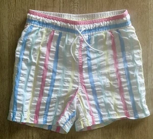 Janie & Jack Swim Trunks Boys Size 6 Pastel Stripe Seersucker UPF 50+ Lined - Picture 1 of 5