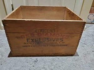 red diamond explosives wooden box crate austin powder co cleveland ohio i c c-1 - Picture 1 of 6