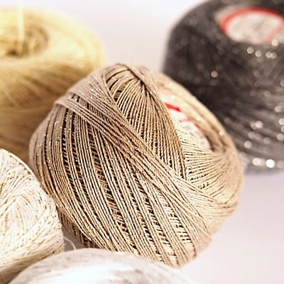 ARIADNA Crochet Cotton with Metallic Thread Size 10 Ball Yarn Spool Thread 50g LUMI