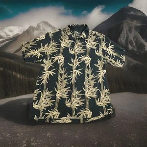 Jamaica Jaxx Herren Medium Button Up Hemd Navy 100% Seide Floral Hawaii - Bild 1 von 5