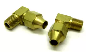 2 Pack - Solid Brass 90° Elbow Connector 1/4" COMPRESSION to 1/8" NPT BRASS - Picture 1 of 5