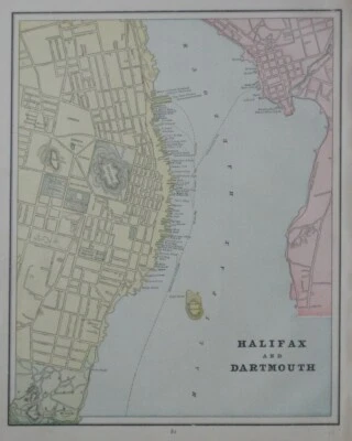 1893 Cricket Map HALIFAX DARTMOUTH Nova Scotia Canada Cunard Piers Fort Ogilvie - Image 1 of 4