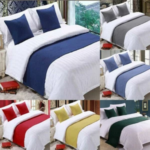 Bed Runner Cotton Blend Bed Scarf or Cushion Cover for Hotel Bedroom WeddingRoom - Picture 1 of 17