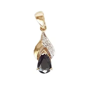 Solid 9ct Gold Natural Sapphire & Chip Diamond Pendant. Small. 375. 9K. Jewelry - Picture 1 of 7