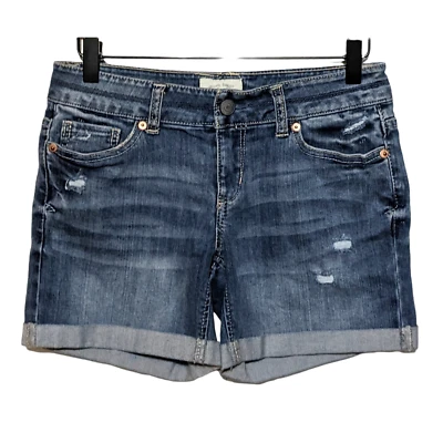 Aeropostale Shorts Womens 0 Blue Distressed Low Rise Cuffed Denim Jean Y2K - Image 1 of 4