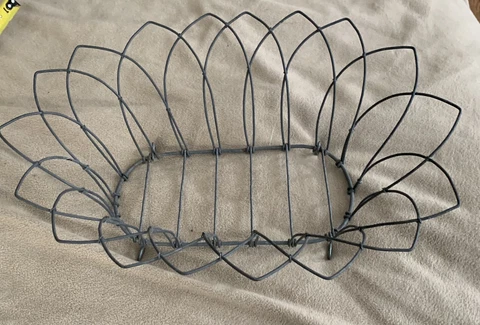 Vintage Oval French Woven Galvanized Wire Basket 16" Planter Cover