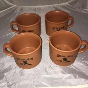 New Field and Stream Outdoor Aventures Large Ceramic Coffee Cups Mugs Set Of 4 J - Picture 1 of 5