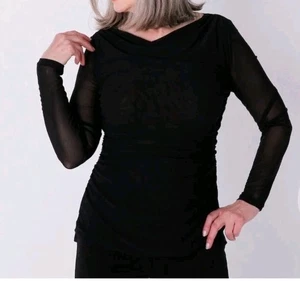 NWOT Everyday Jones By Madeline Jones Mesh Top Blouse Black Women's Plus 3X - Picture 1 of 11