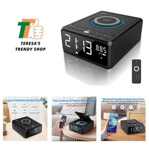 CD Player Alarm Clock Radio with Remote, Bluetooth Boombox CD Players for Hom... - Picture 1 of 8