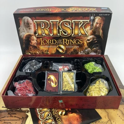 RISK Lord of the Rings Trilogy Edition Board Game w/ Ring Complete Set Nice - Image 1 of 4
