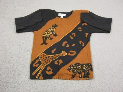 Suéter Vintage Victoria Harbour Mujer Grande Marrón Negro Tigre Jirafa Tejido Años 90 Foto 1 de 4