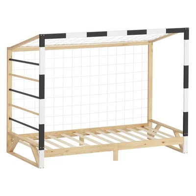 Cama infantil 90x200 cm de madera con portería de fútbol y escalera para trepar - Imagen 1 de 4