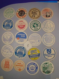 Lotto di 20 sottobicchieri birra tedeschi nuovi vintage quadrati tondi 4,25" - Foto 1 di 10