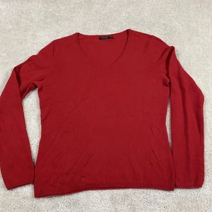 Maglione Madison Cashmere Donna M Rosso Scollo V 100% Cashmere Pullover Morbido - Foto 1 di 7