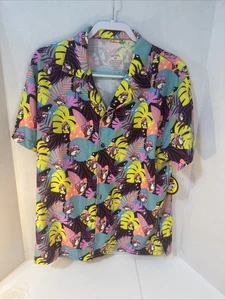 Camicia hawaiana logo castoro Buc-ees camper tropicale stampa all over bottoni med. - Foto 1 di 7
