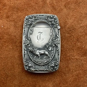 ANTIKER STERLING REPOUSSÉ STREICHHOLZ SAFE - LÖWE & JUNGE DESIGN WUNDERSCHÖN!!! - Bild 1 von 11